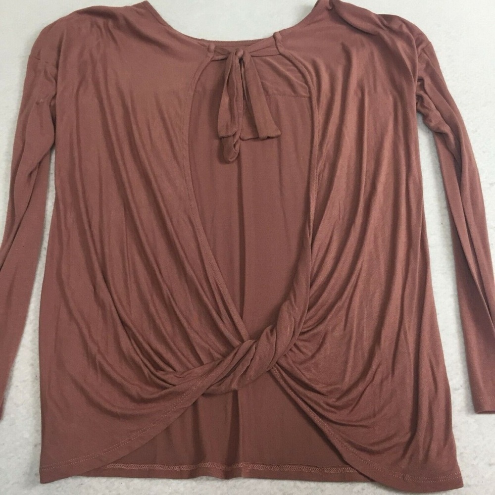 NWT Daytrip Dusty Rose Lace Yoke Long Sleeve Twist Hem Top Small Festival Sexy - Picture 6 of 6